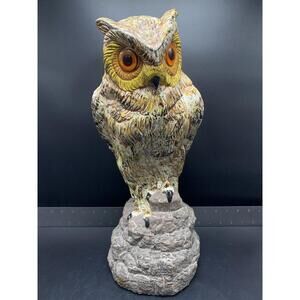 Vintage Large Ceramic Hand Painted Owl Statue Figure Mid Century 16” Bird
